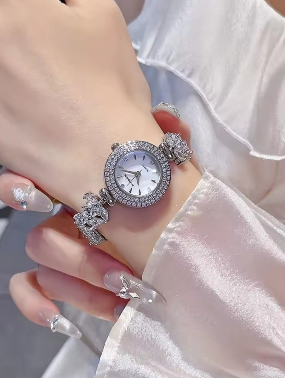 Silver Crystal Bracelet Watch in Silver - Picture 3 of 3